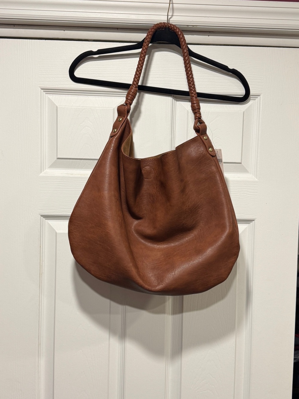 Anthropologie Leather Hobo Shoulder Bag in Cognac Brown